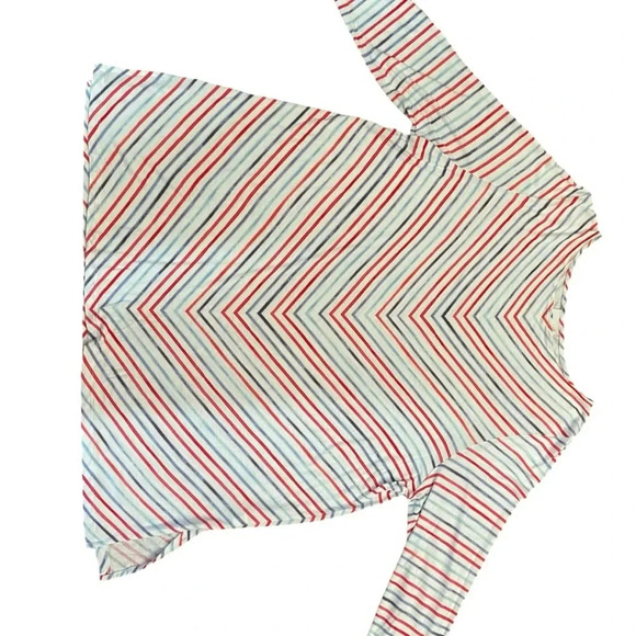 J Jill Knit Top Womens XL Red Gray Chevron Stripe Boat Neck Coastal Tunic Boxy - Picture 7 of 13